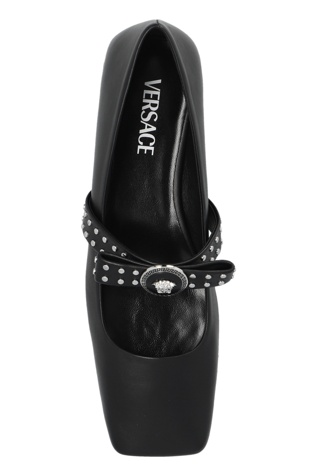フラットシューズ VERSACE Woman Ballet flats Black 1016073D2VE 1B00P Versace Ballet flats with a bow | Women's Shoes | Vitkac